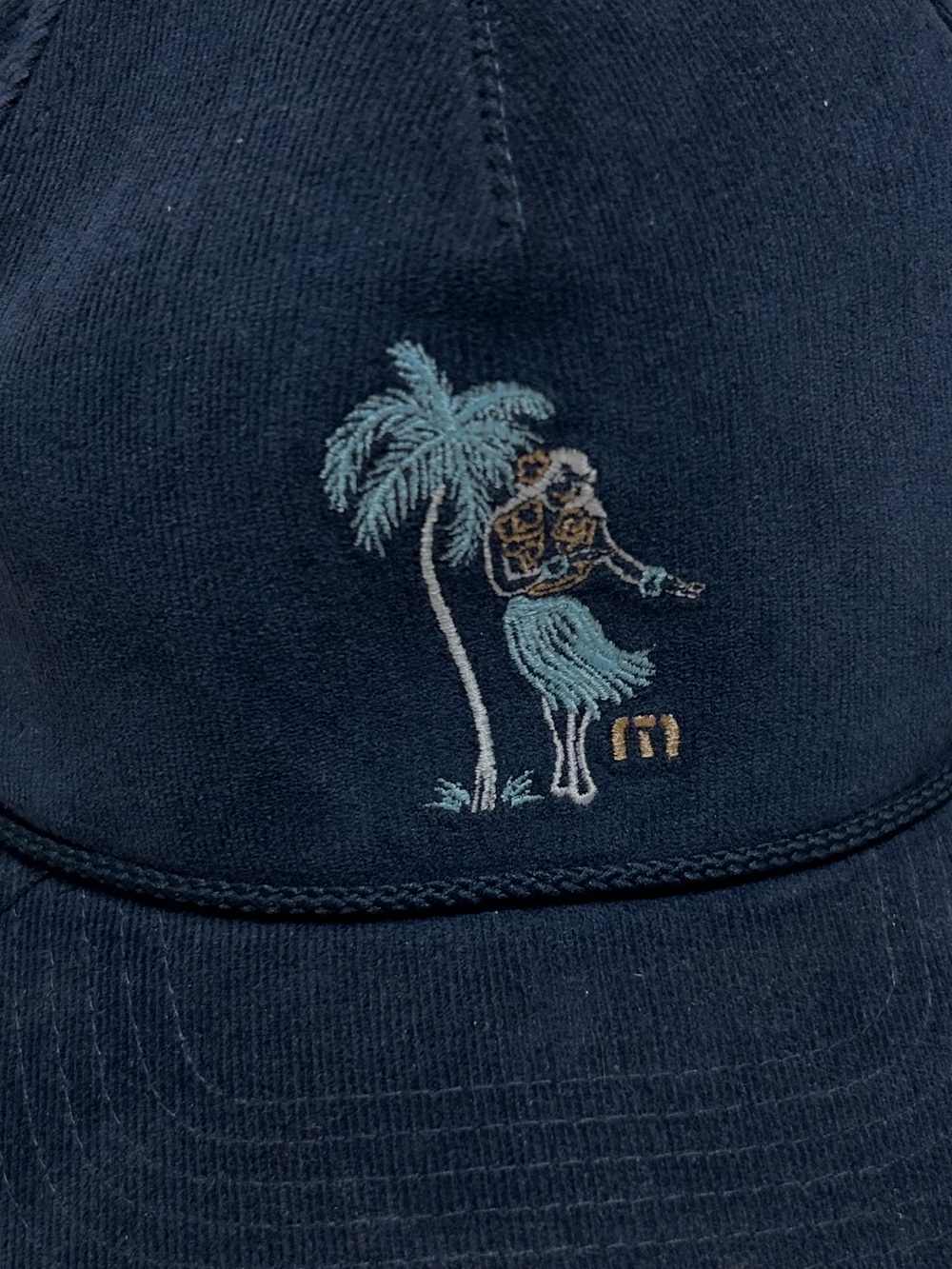 Navy Baseball Cap with Palm Tree Hula Embroidery